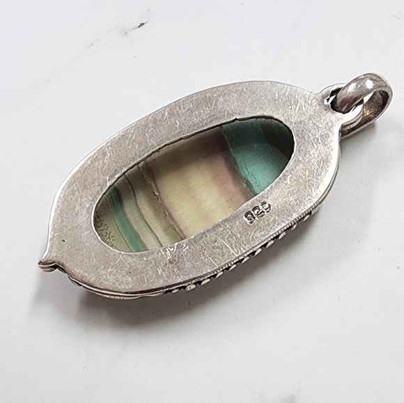 Rainbow Fluorite Pendant - Sterling Silver - Picture 9 of 10